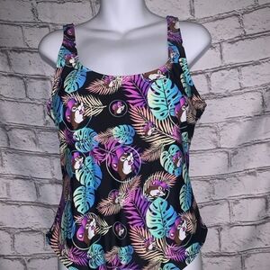 Buc-ee's Women's One-piece Swimsuit Size L Tropical Beaver Character Print